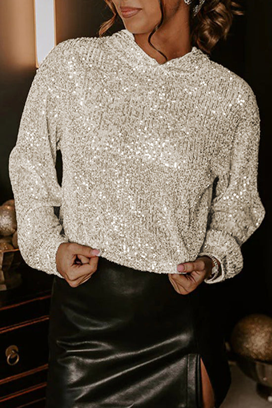 Apricot Sequin Hooded Top - Night Out