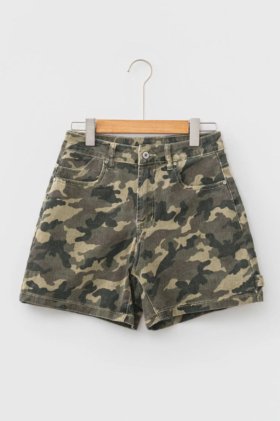 Camouflage High Rise Denim Shorts Women UK