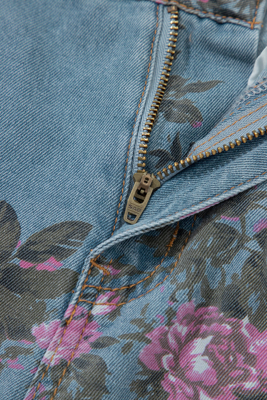 Garden Floral Print Low Rise Bootcut Denim Jeans