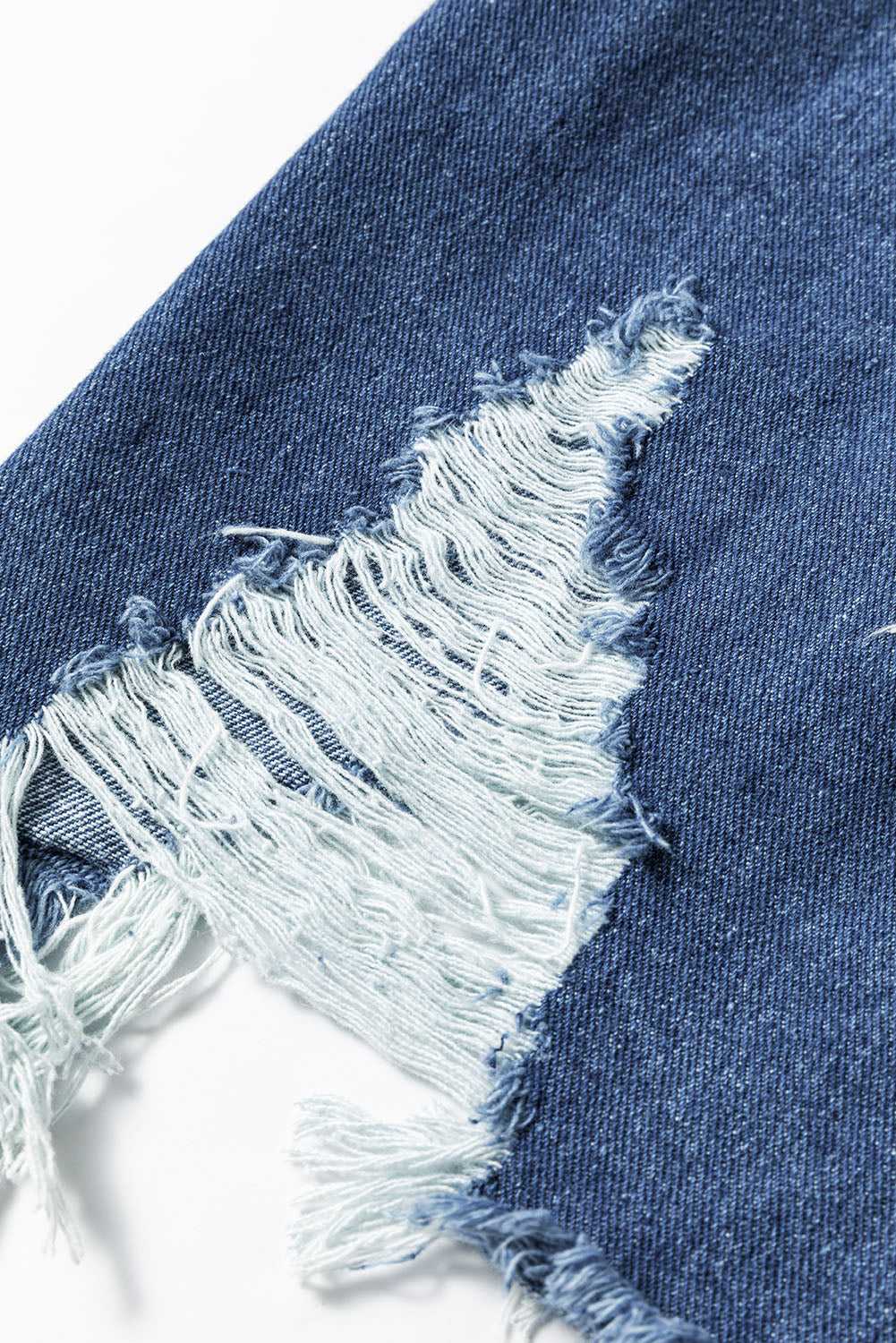 Light Wash Frayed Denim Duster