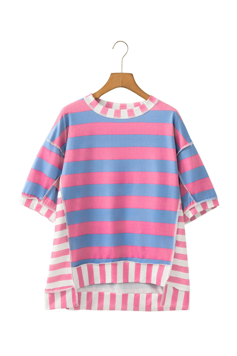 Stripe Exposed Seam Contrast Oversized Top Women UK — styled flat lay | Fashionfitz UK