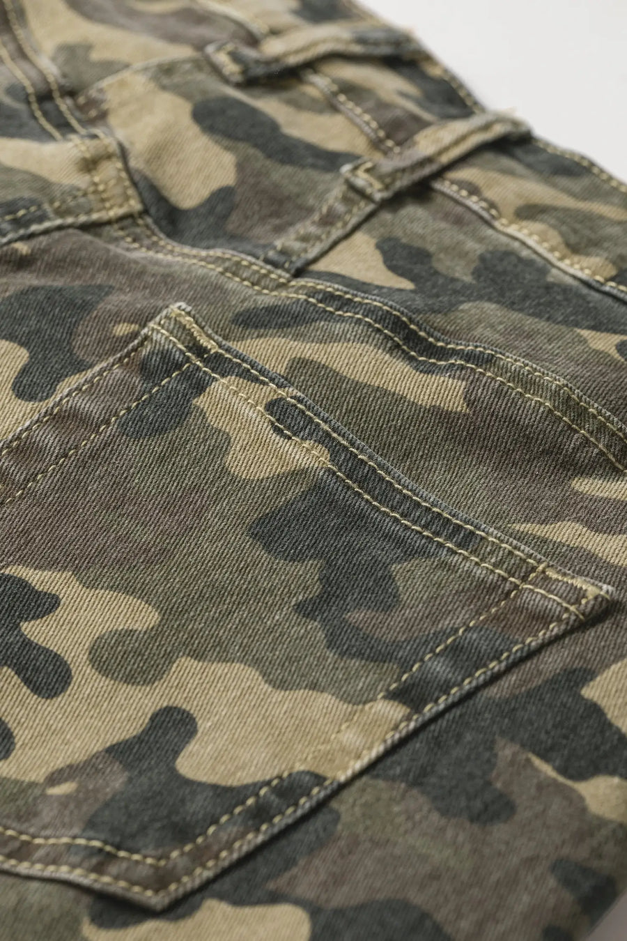 Camouflage High Rise Denim Shorts Women UK