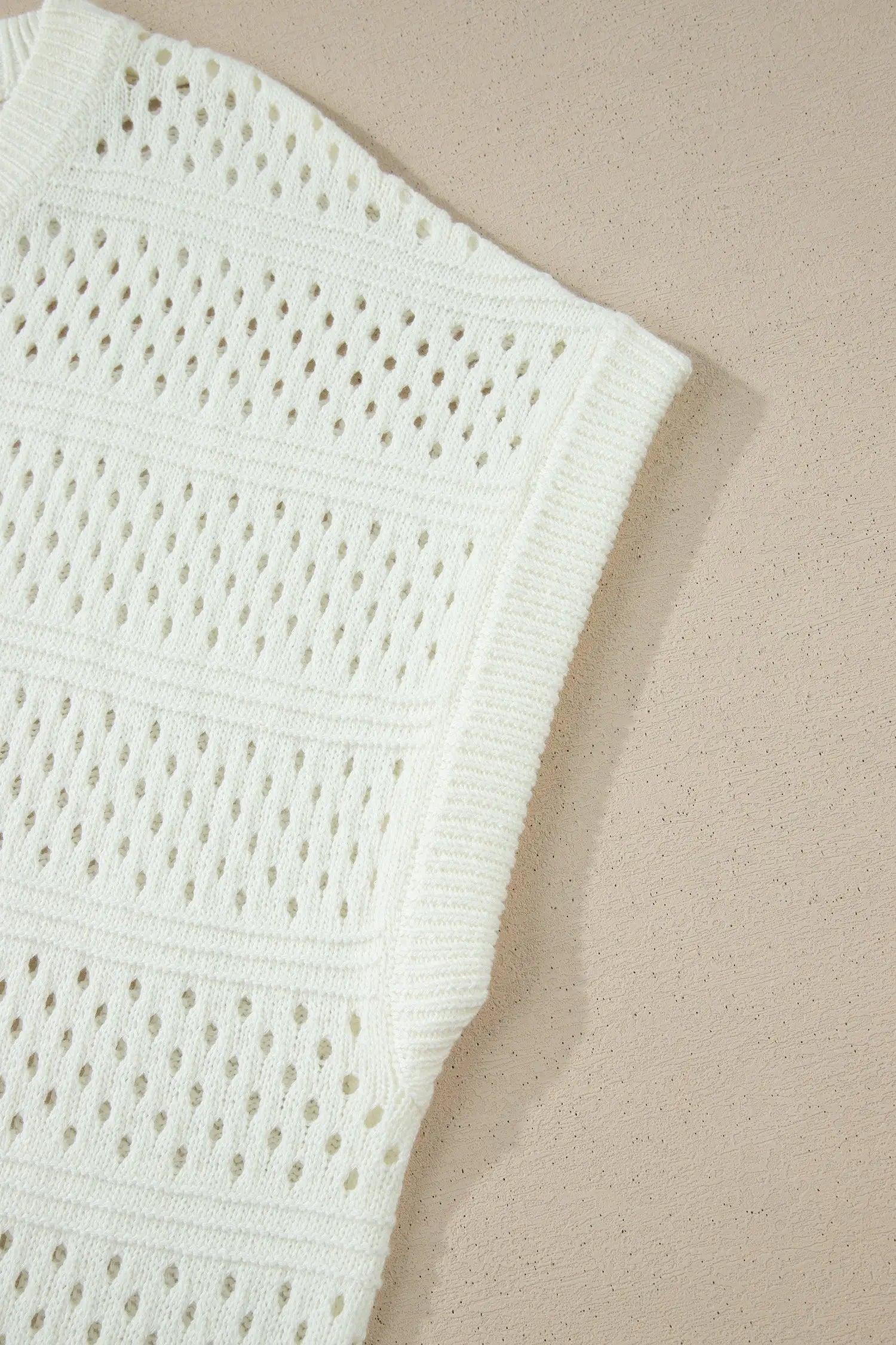 Plus size eyelet hollow out knit short sleeve sweater women uk | fashionfitz