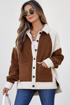 Brown Panels Fleece Shacket