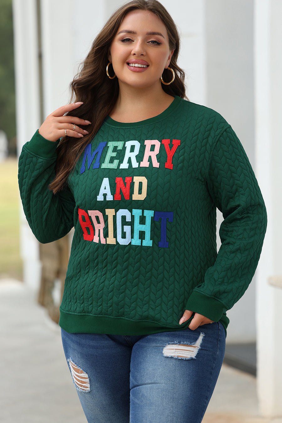 Chenille Cable Knit Slogan Sweatshirt Women UK