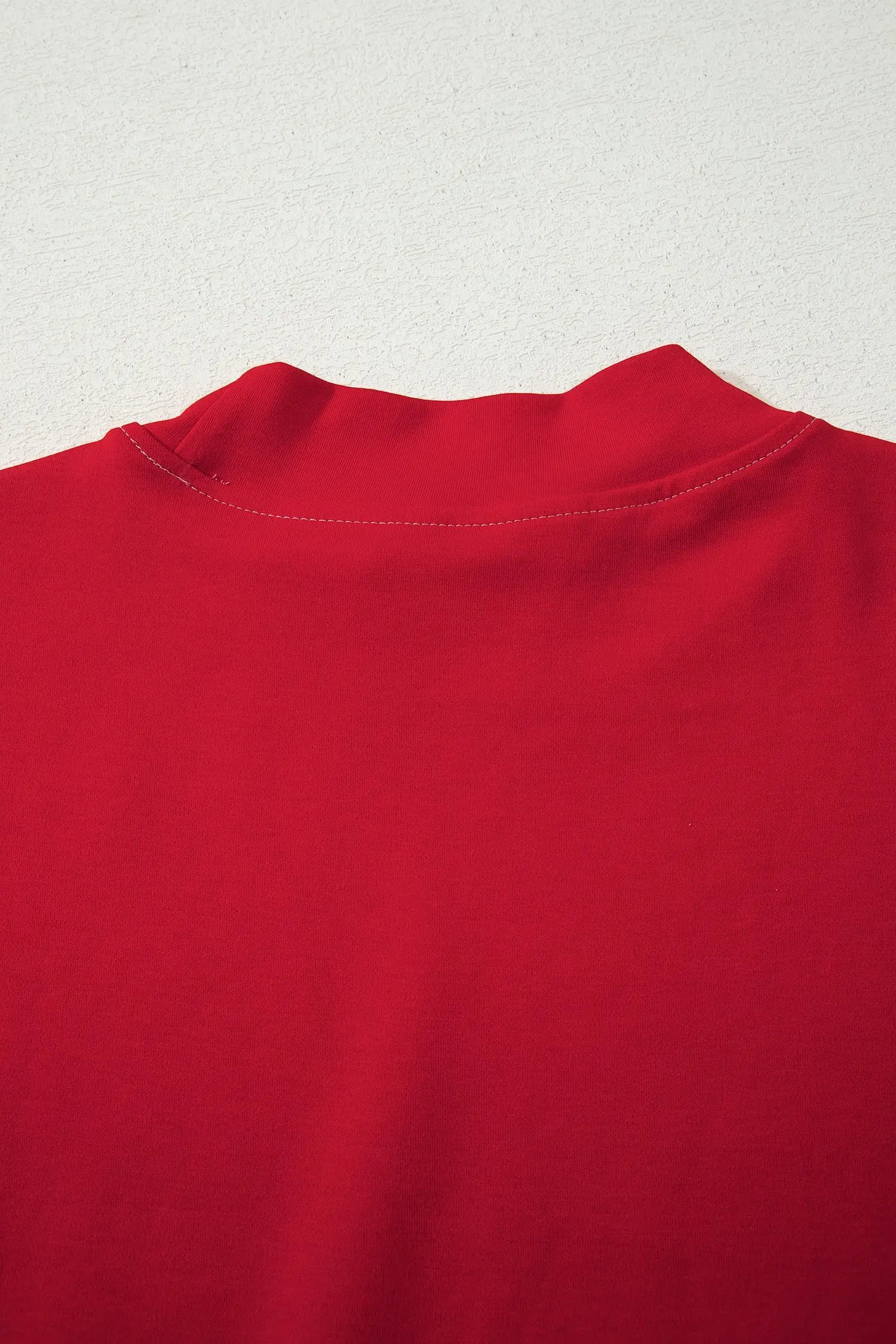 Reversible Contrast Stitch Drop Shoulder High Neck Short Sleeve Tee