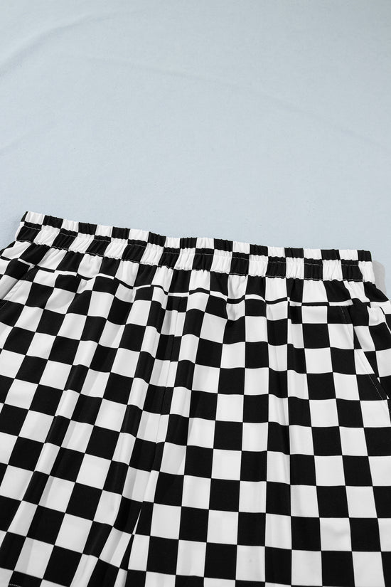 Checkered Athleisure Shorts Plus Size Women UK