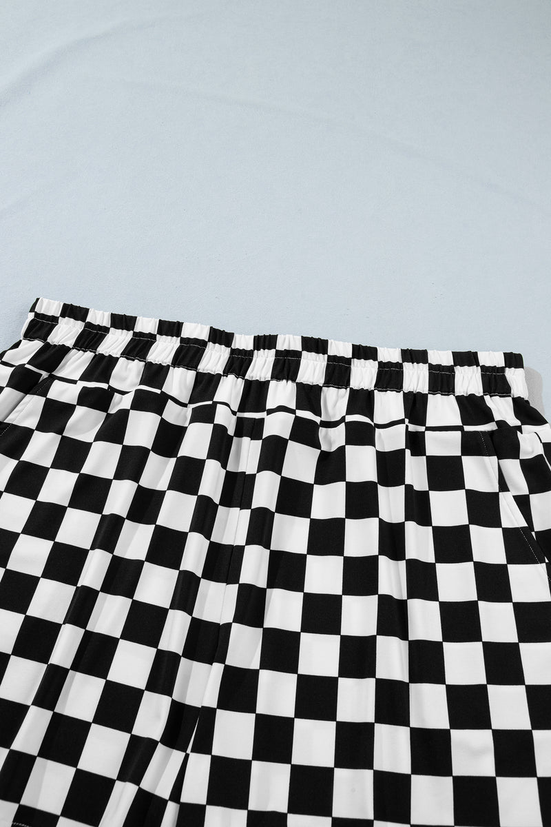 Checkered Athleisure Shorts Plus Size Women UK