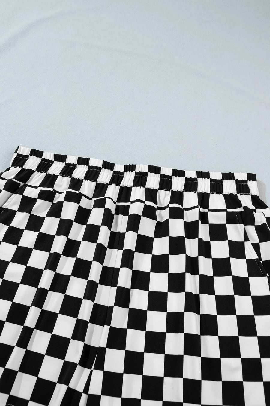 Checkered athleisure plus size shorts back view — Fashionfitz UK