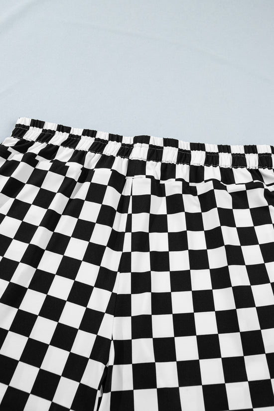Checkered Athleisure Shorts Plus Size Women UK
