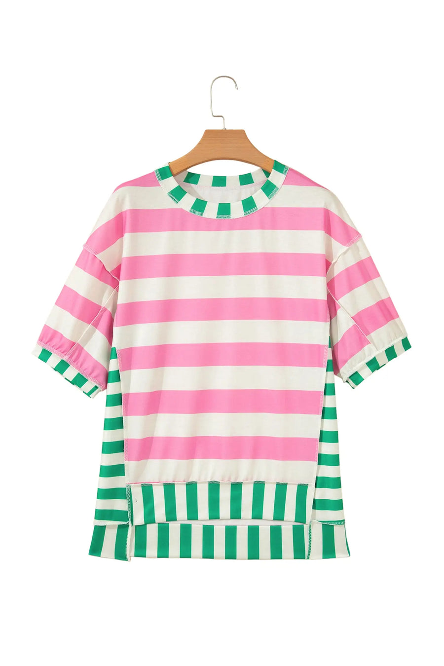 Stripe Exposed Seam Contrast Oversized Top Women UK