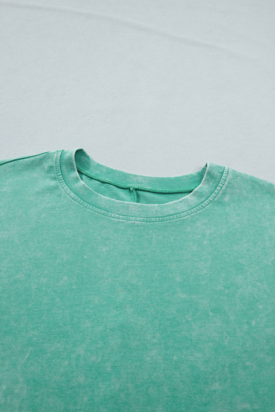 Mineral Washed Oversized Cotton Tee Drop Shoulder Round Neck Tunic Length