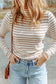Striped Textured Knit Long Sleeve Tee