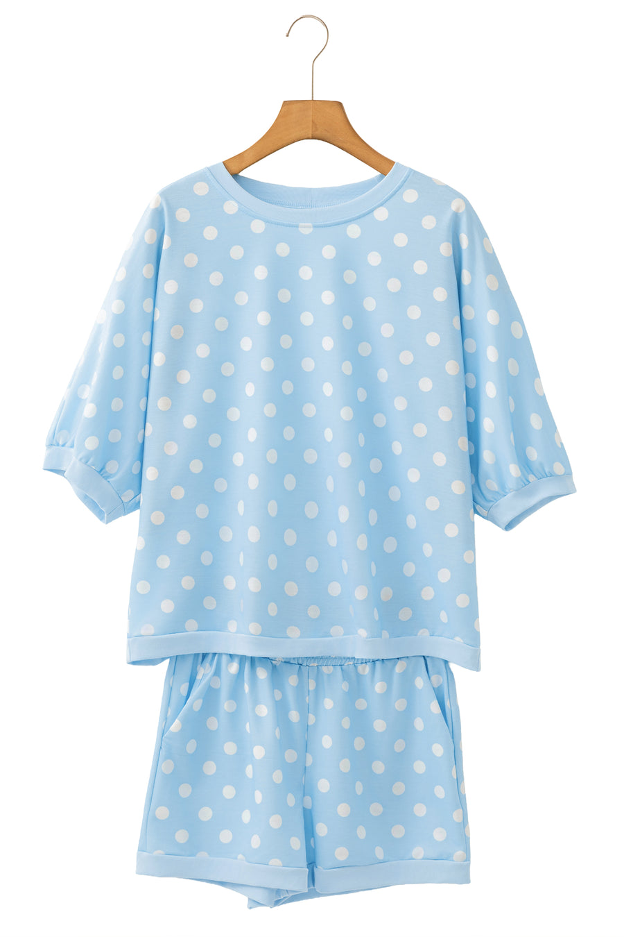 Polka Dot Oversized Top & Drawstring Shorts Set Women UK