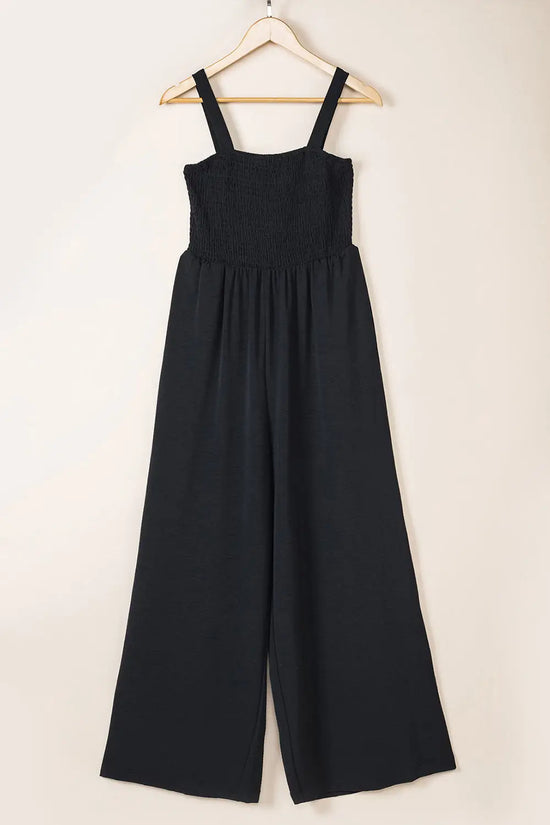 Smocked Wide Leg Jumpsuit - Fashionfitz