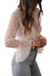 White Sheer Lace Bell Sleeve Blouse