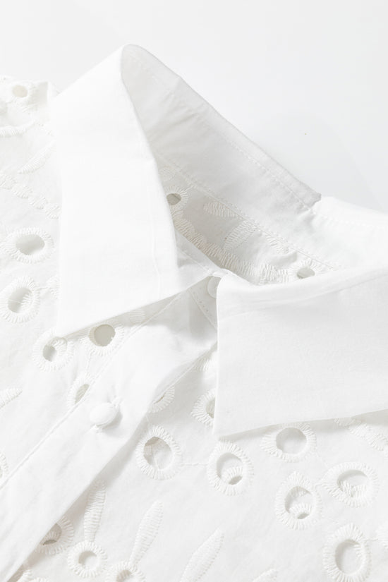 White Cutwork Embroidered Crop Top