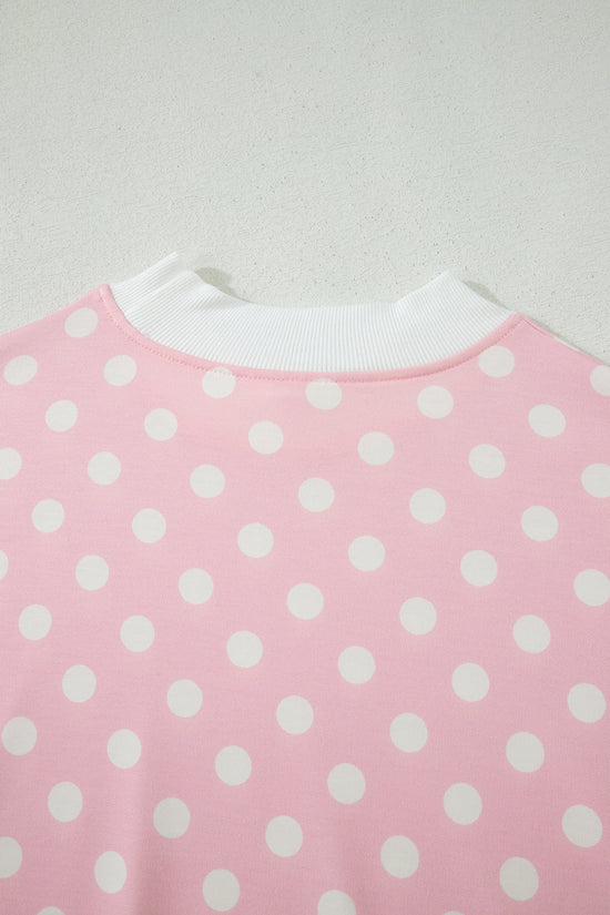 Polka Dot Mock Neck Short Sleeve Top & Shift Trousers Co-Ord Set
