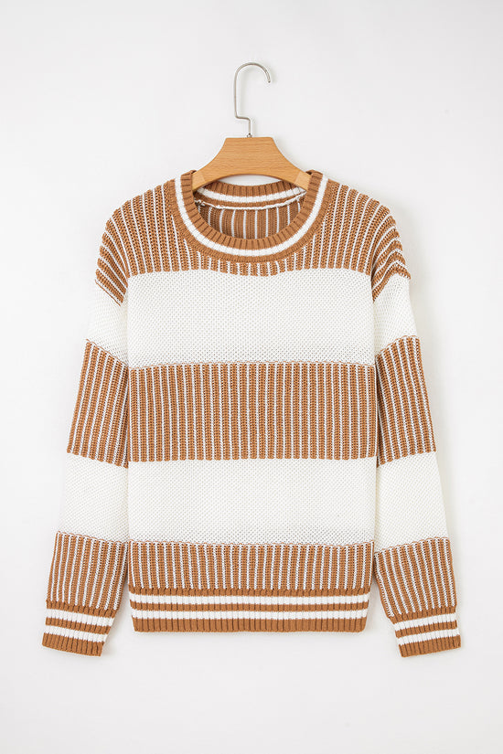 Loose Fit Striped Jumper – Two-Tone