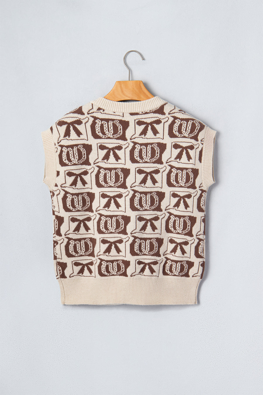 Western Horseshoe Bow Pattern Sleeveless Sweater Vest
