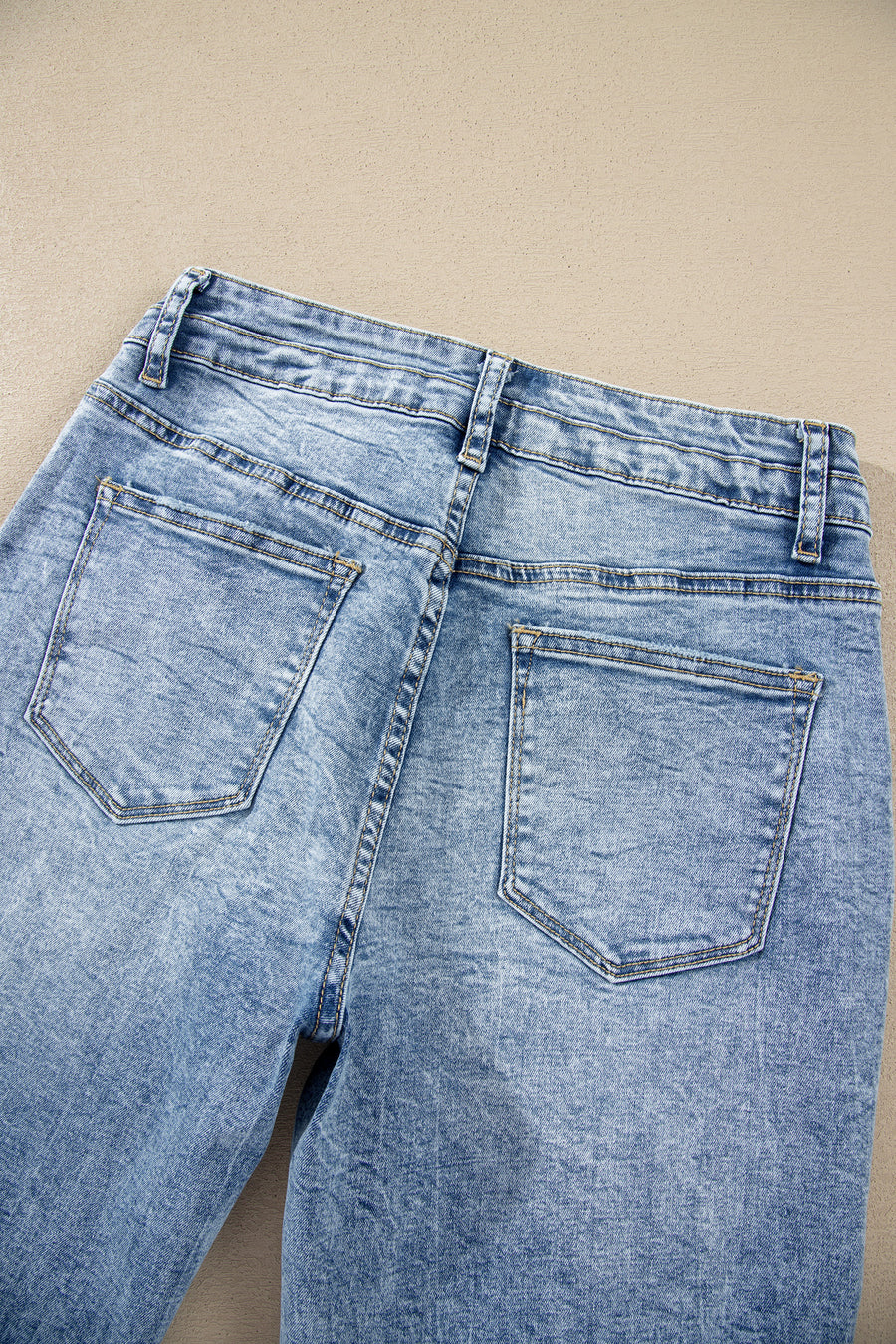 Acid Wash Pocket Detail High Waist Flare Jeans Women UK