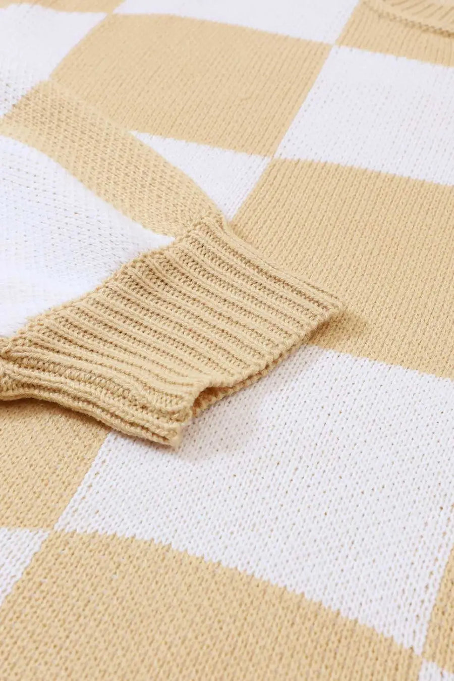 Checkered bishop sleeve sweater - snug & chic | fashionfitz