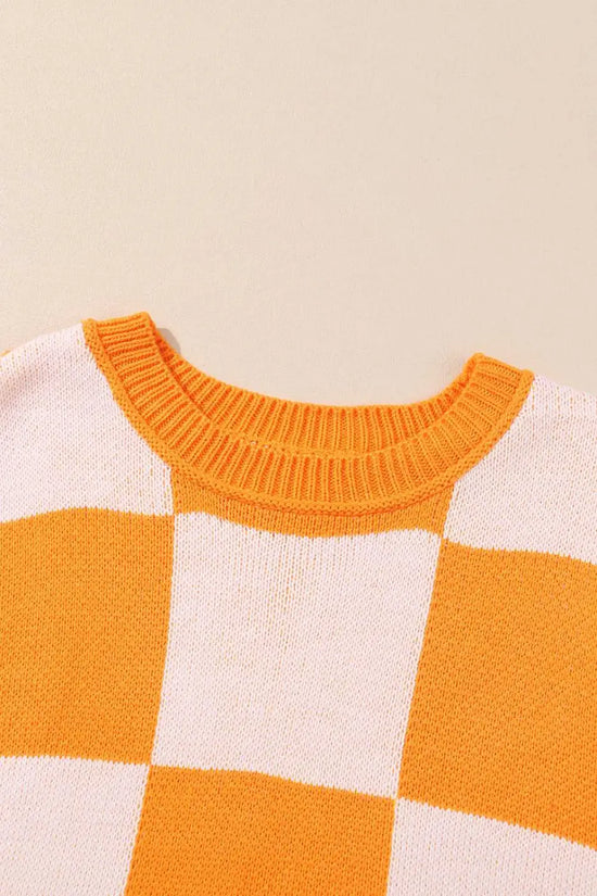 Checkered bishop sleeve sweater - snug & chic | fashionfitz
