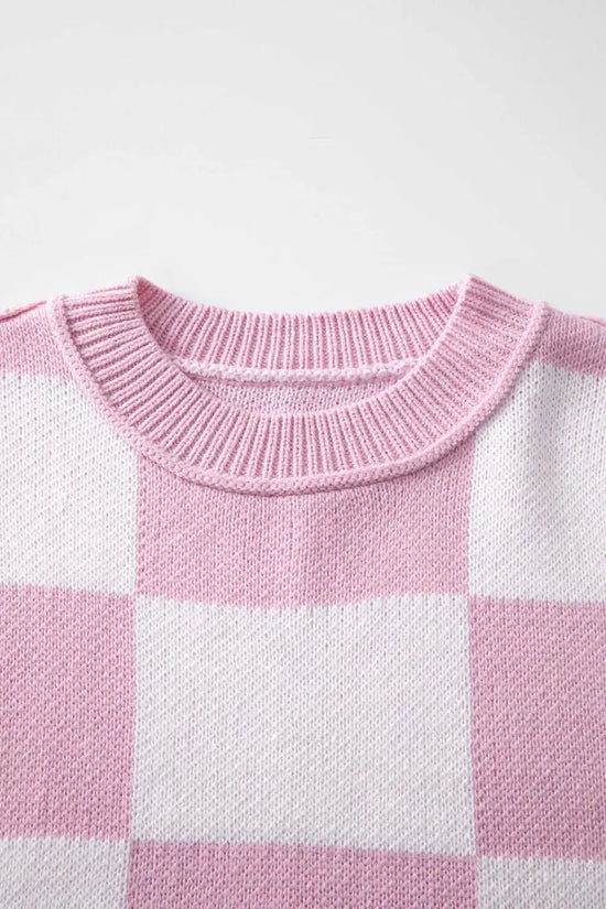 Checkered bishop sleeve sweater - snug & chic | fashionfitz