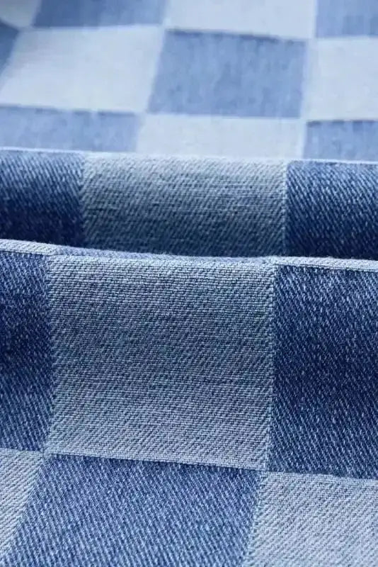 Wide Leg Jeans Checkered Denim Wide-Leg Jeans - Trendy and Comfortable