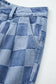 Checkered denim wide leg jeans for women | fashionfitz