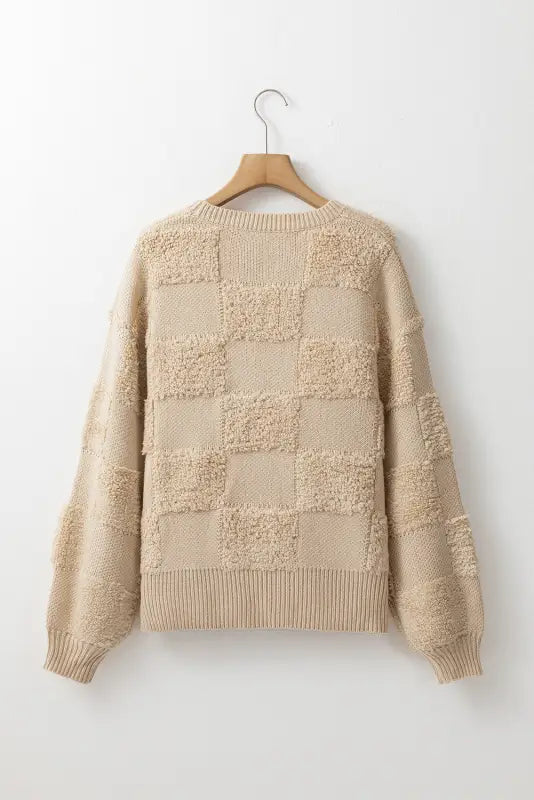 Checkered sherpa loose sweater | cozy sweaters | fashionfitz