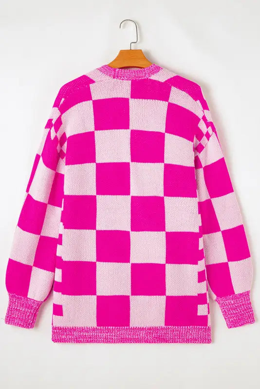 Checkmate chic ribbed cardigan | fashionfitz