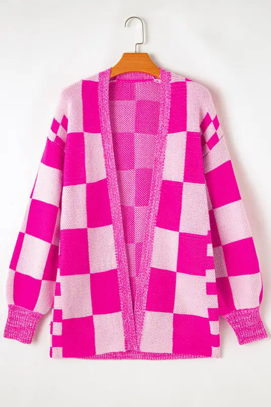 Checkmate chic ribbed cardigan | fashionfitz