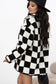 Checkmate fleece jacket | women’s black checkered warm outerwear