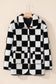 Checkmate fleece jacket | women’s black checkered warm outerwear