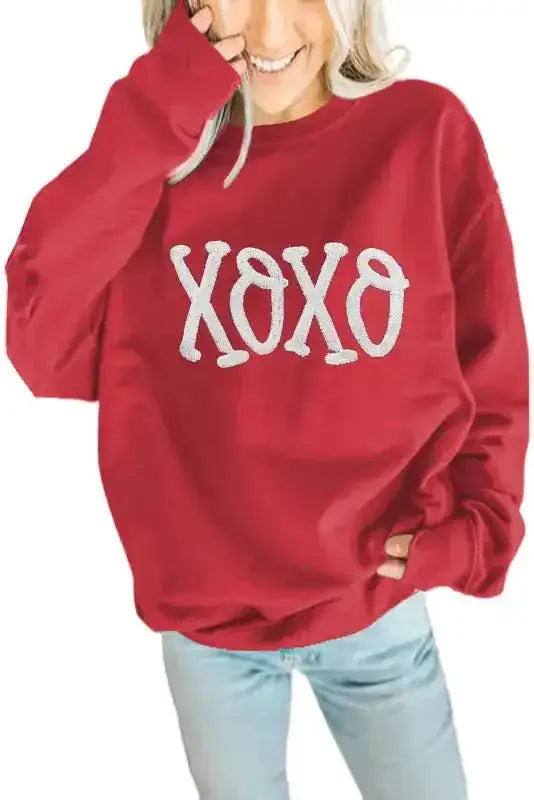 Chenille Embroidered Graphic Sweatshirt - Fashionfitz