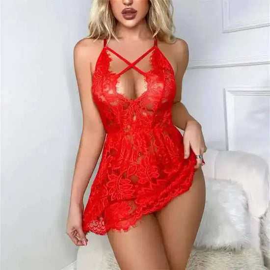 Chest Cross Lace Babydoll - Fashionfitz