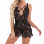 Chest Cross Lace Babydoll - Fashionfitz
