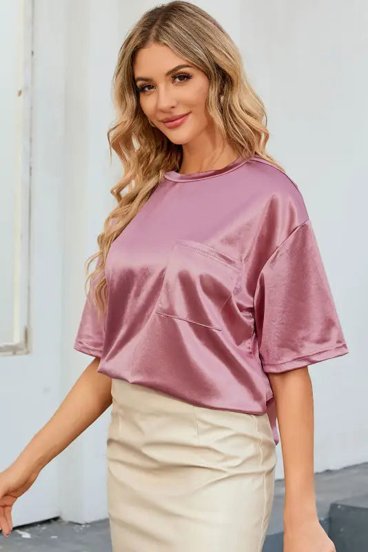 Chest pocket loose fit shirt | women’s tops | fashionfitz