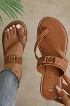 Chestnut Cross Toe Flat Slippers - Fashionfitz