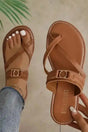 Chestnut Cross Toe Flat Slippers - Fashionfitz