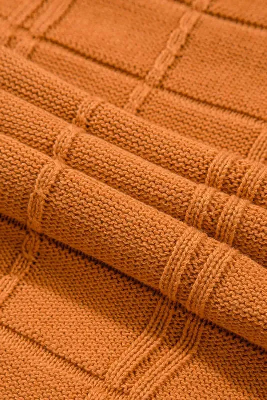 Chestnut Grid Textured Short Sleeve Sweater - Fashionfitz