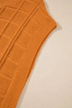 Chestnut Grid Textured Short Sleeve Sweater - Fashionfitz