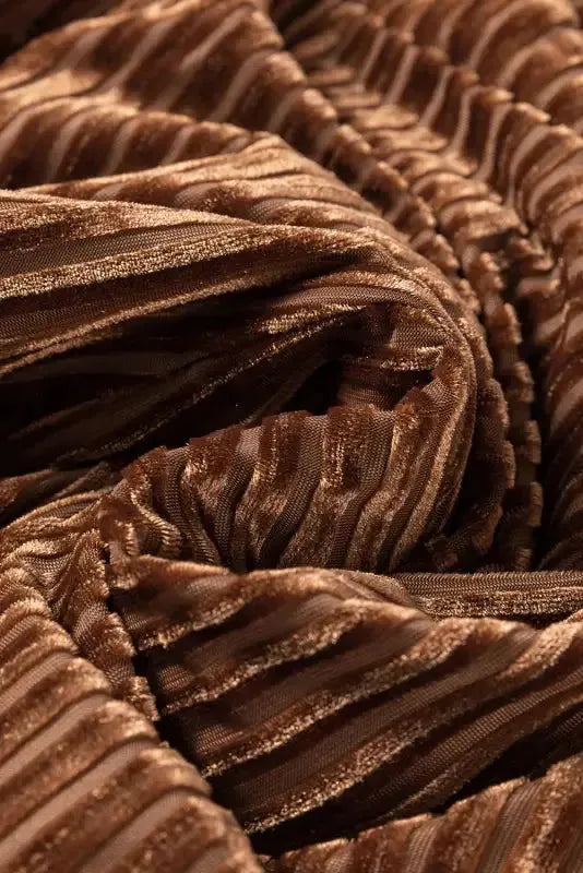 Chestnut Half Zip V Neck Ribbed Velvet Top - Fashionfitz