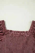 Chestnut Half Zip V Neck Ribbed Velvet Top - Fashionfitz