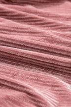 Chestnut Half Zip V Neck Ribbed Velvet Top - Fashionfitz