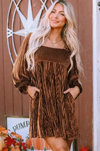 Chestnut Half Zip V Neck Ribbed Velvet Top - Fashionfitz