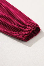 Chestnut Half Zip V Neck Ribbed Velvet Top - Fashionfitz