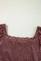 Chestnut Half Zip V Neck Ribbed Velvet Top - Fashionfitz