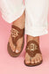 Chestnut metal décor leather thong slippers - shoes & bags/slippers